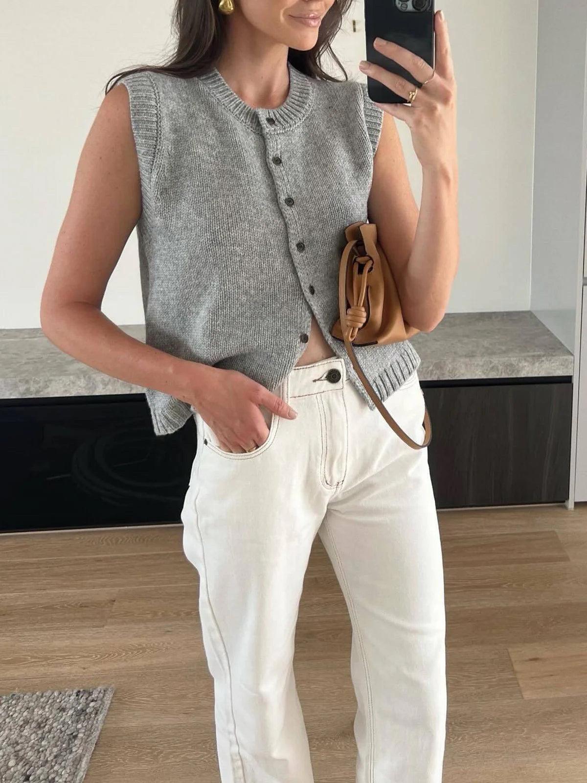 Chaleco Punto Botones Casual