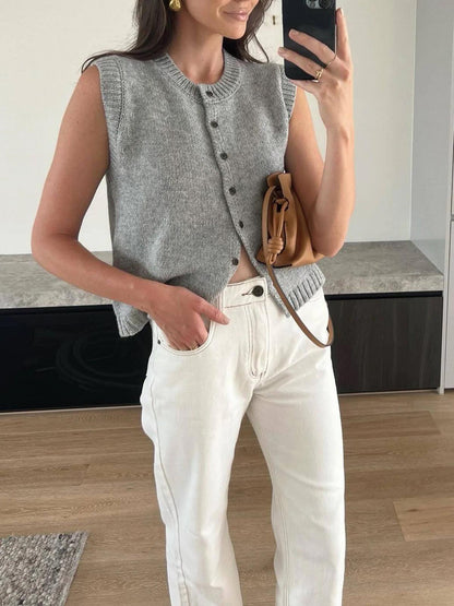 Chaleco Punto Botones Casual