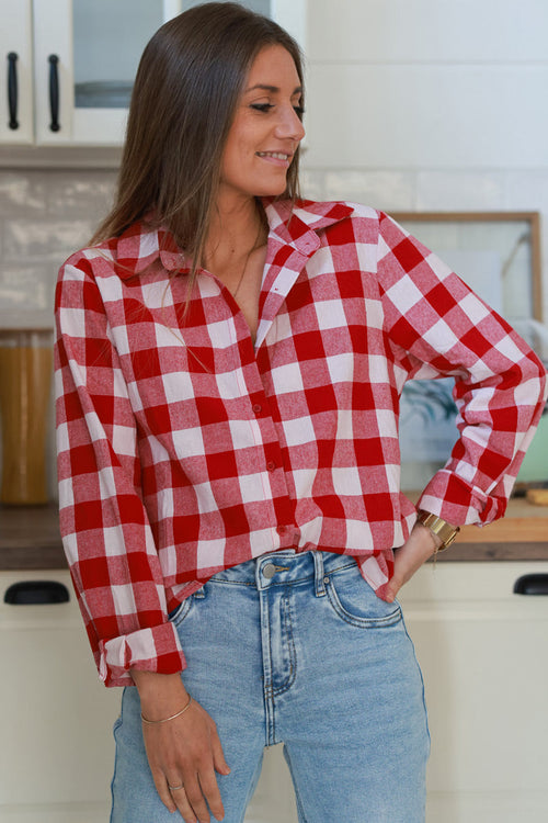 Camisa Cuadros Rojo Burdeos Algodón