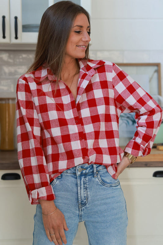 Camisa Cuadros Rojo Burdeos Algodón