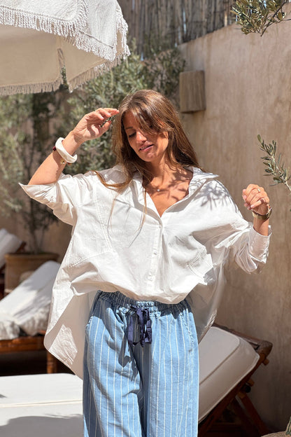 Camisa Blanca Amplia Cuello Victoriano