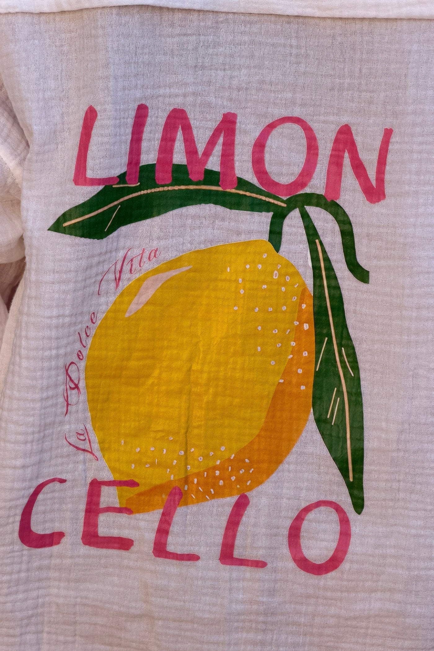Camisa Blanca Amplia Gasa Algodón Limoncello Limones al Dorso