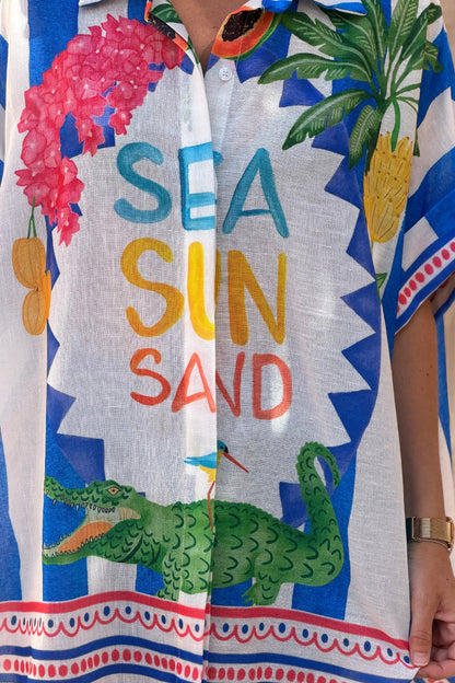 Camisa Amplia Rayas Azul Rey Sea Sun Sand