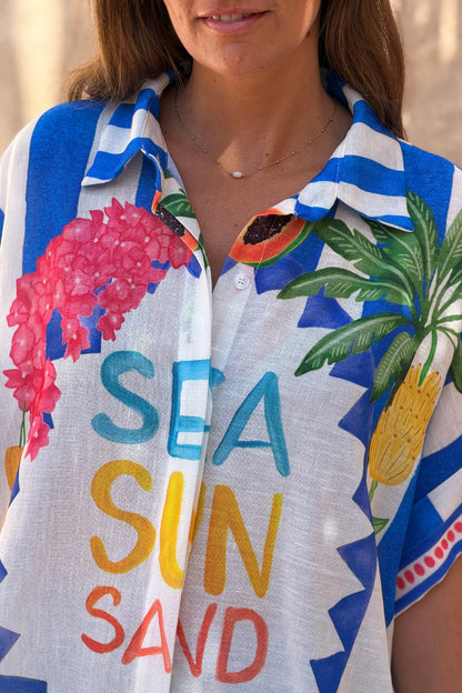 Camisa Amplia Rayas Azul Rey Sea Sun Sand