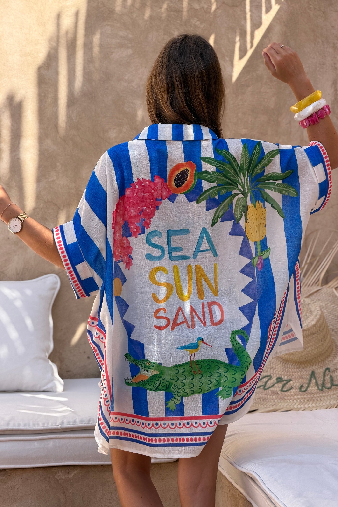 Camisa Amplia Rayas Azul Rey Sea Sun Sand