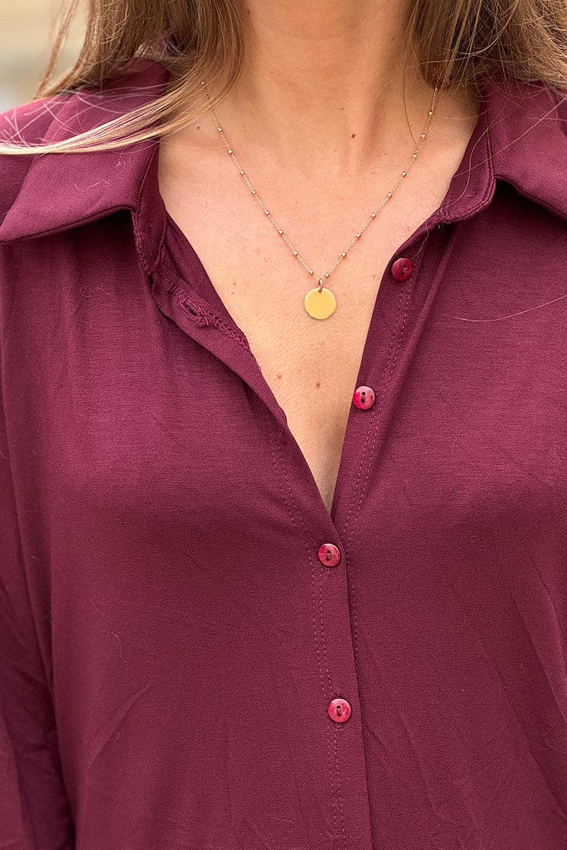 Camisa Polo Berenjena Confort y Elástica
