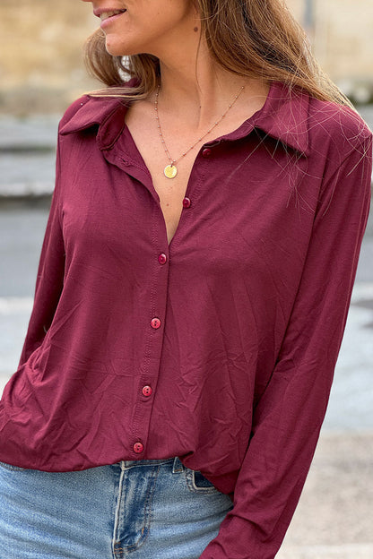 Camisa Polo Berenjena Confort y Elástica