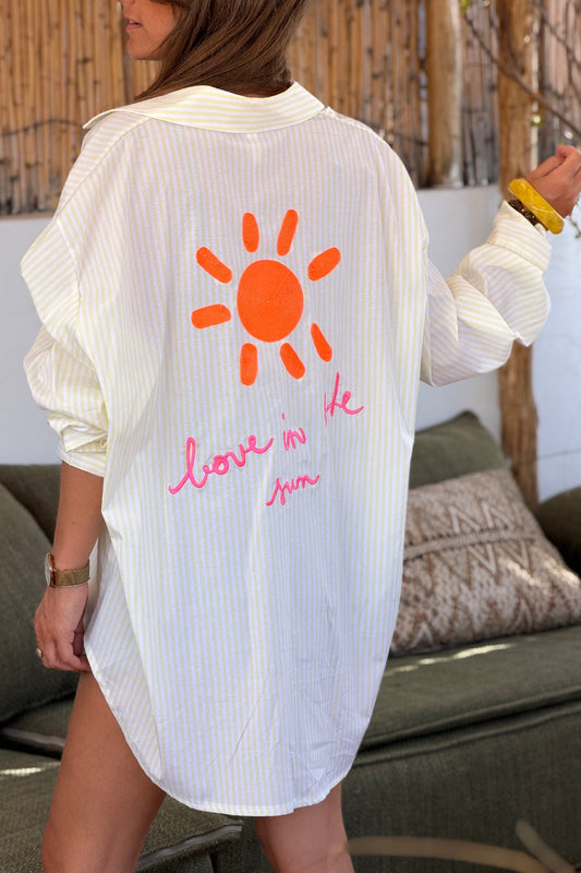Camisa Rayas Amarillas Bordado Sol Love in the Sun