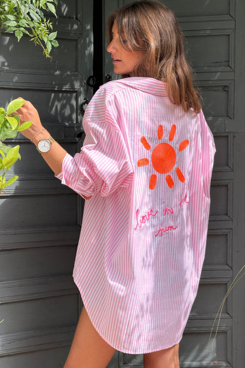 Camisa Rayas Rosa Bordado Sol Love in the Sun