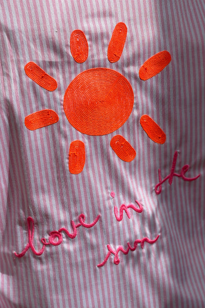 Camisa Rayas Rosa Bordado Sol Love in the Sun