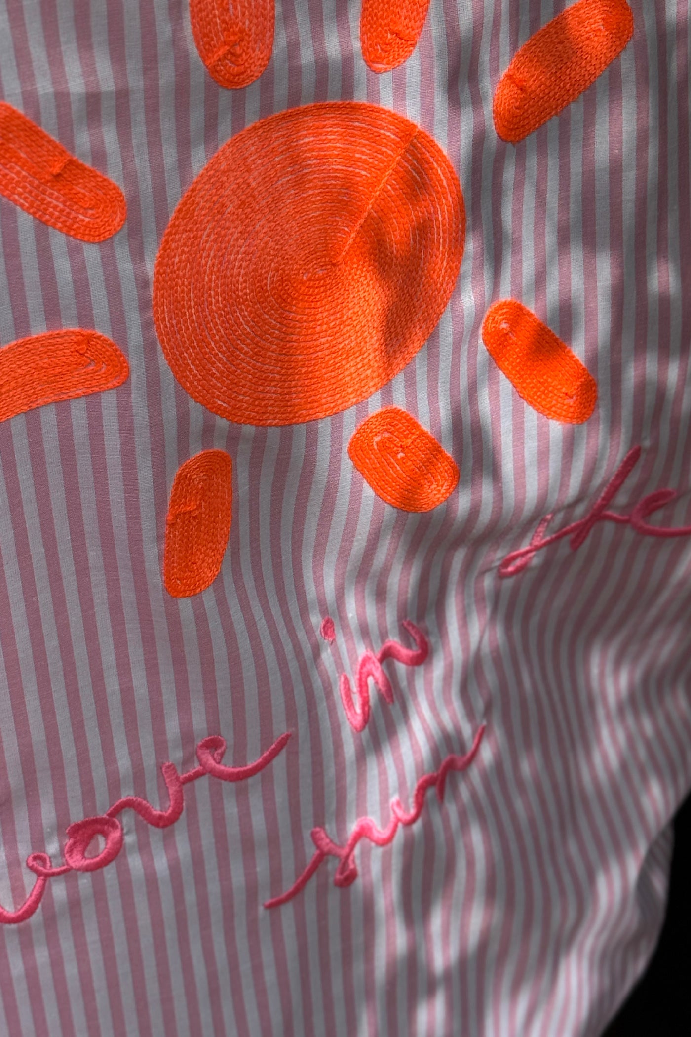 Camisa Rayas Rosa Bordado Sol Love in the Sun