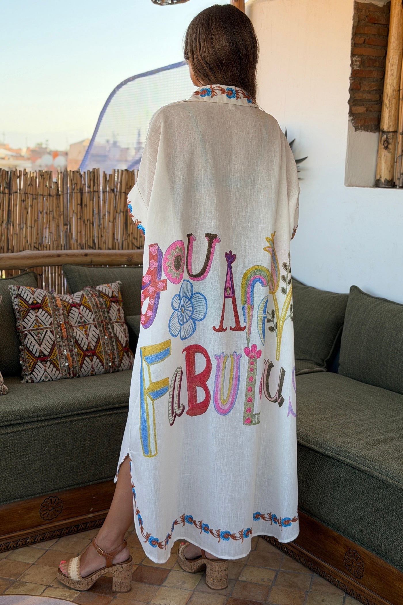Vestido Camisa Largo Amplio Estampado Sunset Tropical