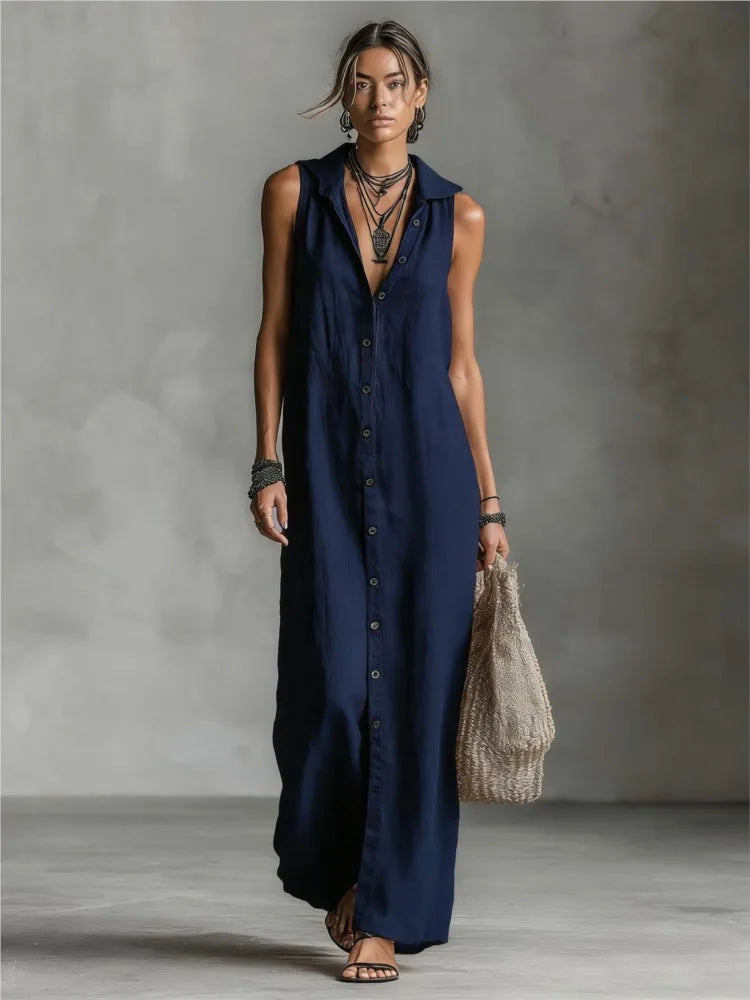 Vestido Algodón Lino Capucha
