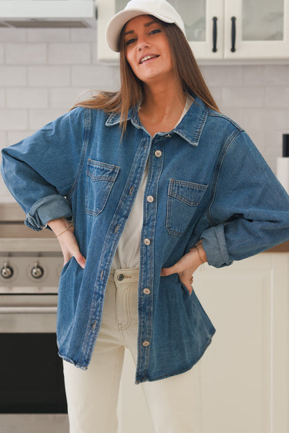 Sobrecamisa Denim con Bolsillos