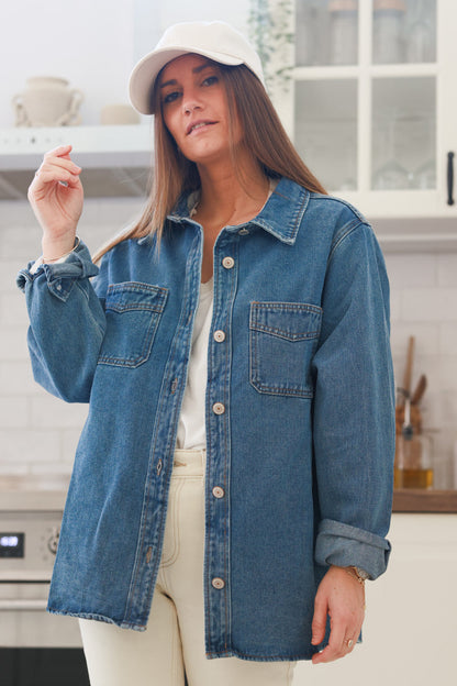 Sobrecamisa Denim con Bolsillos
