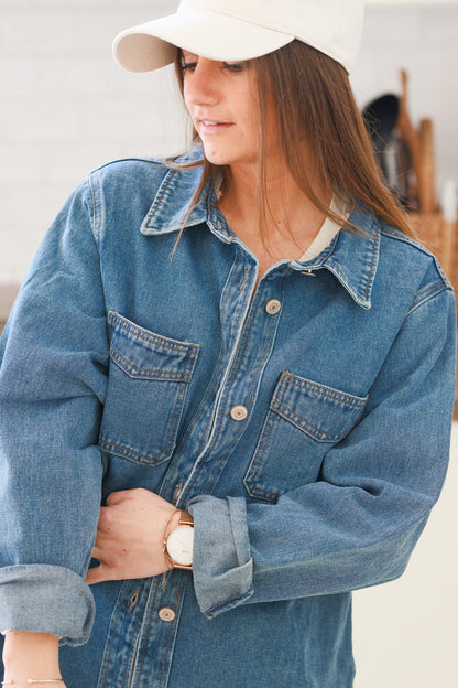 Sobrecamisa Denim con Bolsillos