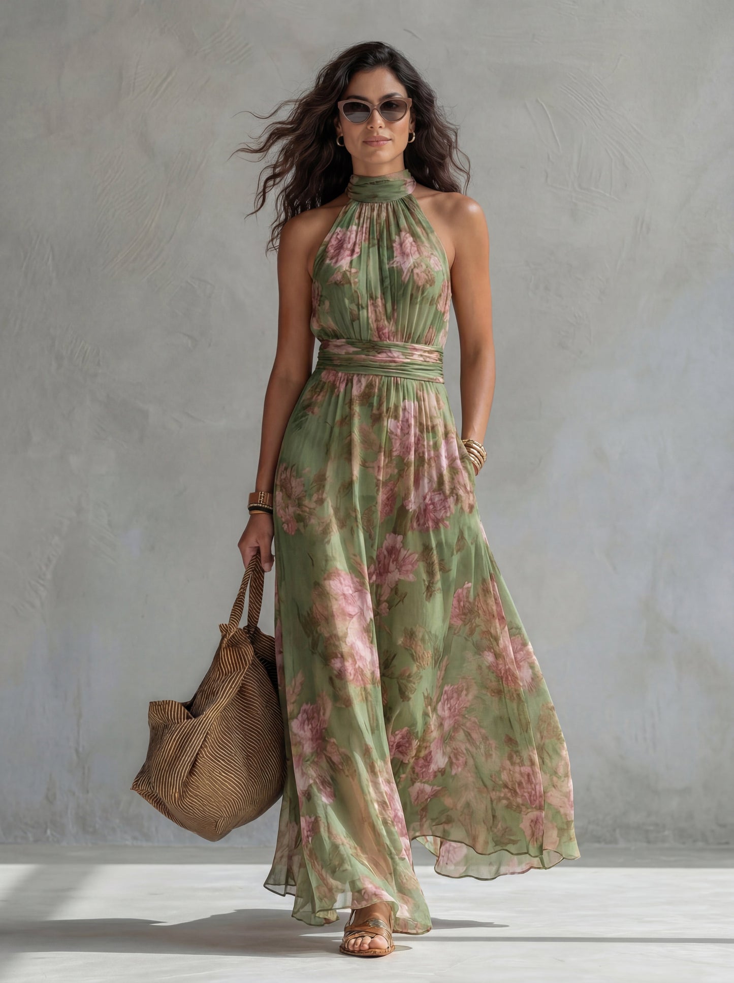 Vestido Maxi Halter Floral
