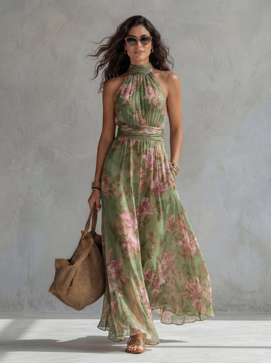 Vestido Maxi Halter Floral