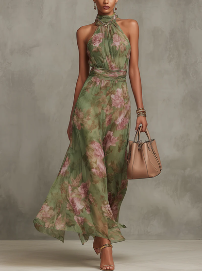 Vestido Maxi Halter Floral